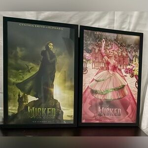 2 “Wicked” Movie posters. Framed 11”x17” official (12x18) double sided